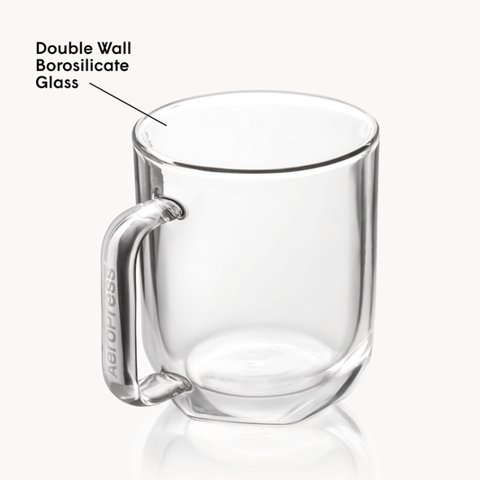 AeroPress Double Wall Glass Coffee Mug - 2 Pack - Drinkware Design for Coffee Routines