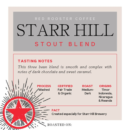 Organic Starr Hill Stout Blend - Coffee Beans for Home and Office Brewing