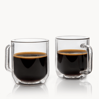 AeroPress Double Wall Glass Coffee Mug - 2 Pack - Drinkware Design for Coffee Routines