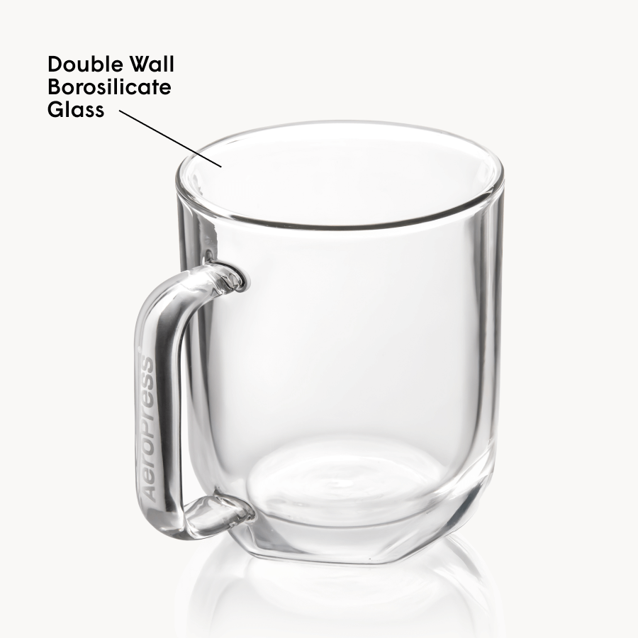 AeroPress Double Wall Glass Coffee Mug - 2 Pack - Drinkware Design for Coffee Routines