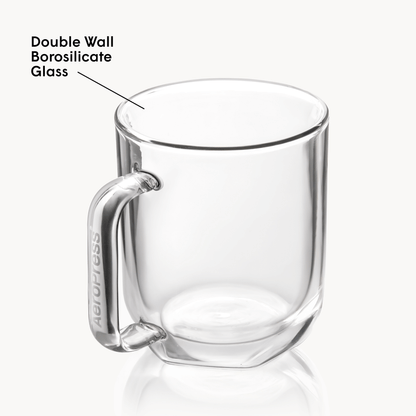 AeroPress Double Wall Glass Coffee Mug - 2 Pack - Drinkware Design for Coffee Routines