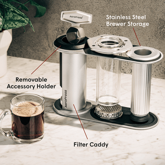 AeroPress Organizer Stand - Stainless Steel - Storage Solution for Brewing Accessories