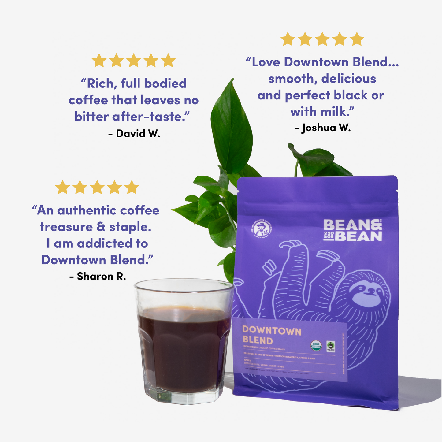 Downtown Blend Organic & Fair Trade - Coffee Beans for Home and Office Brewing
