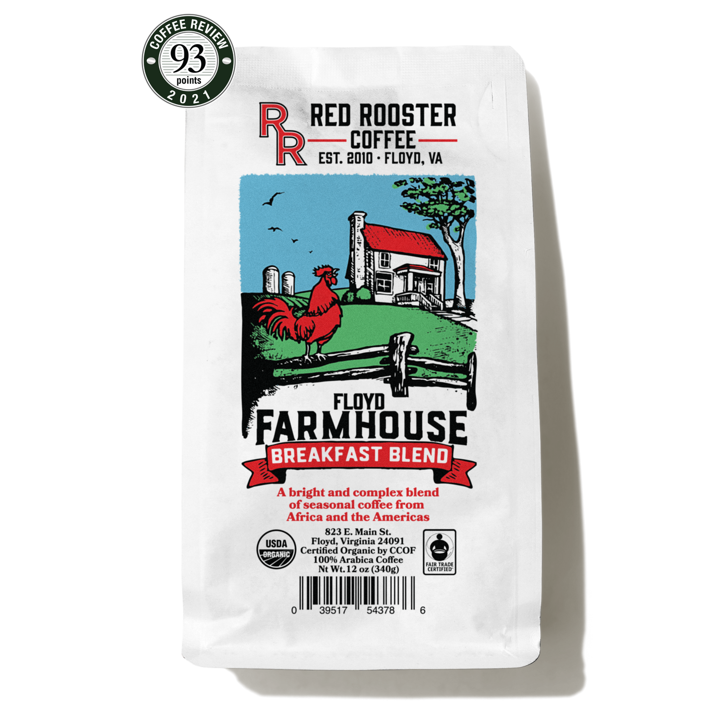 Organic Floyd Farmhouse Breakfast Blend - Coffee Beans for Home and Office Brewing