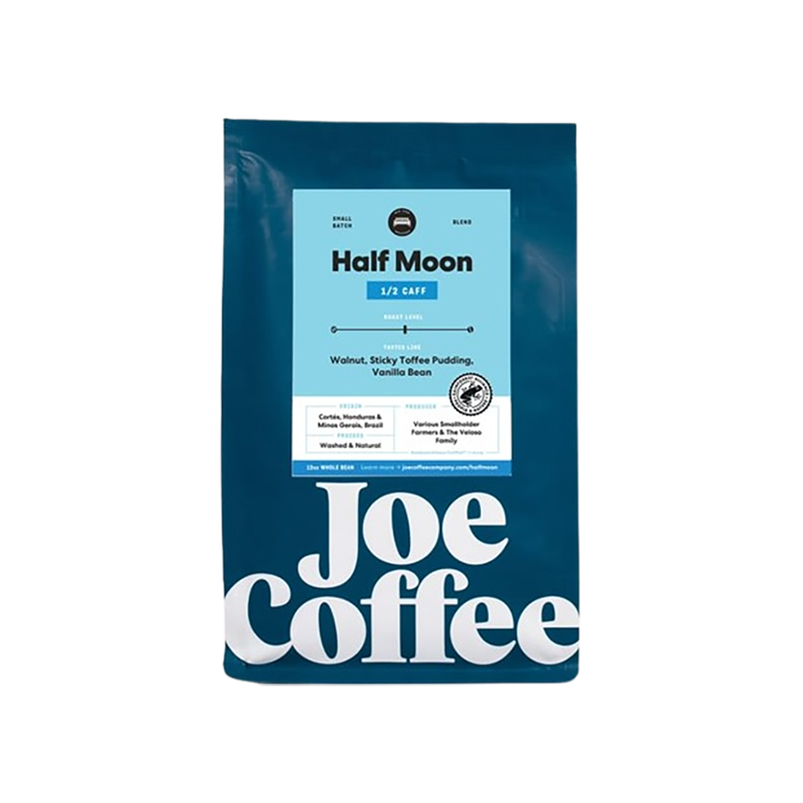 Half Moon Half Caff 12 oz - Coffee Beans for Home and Office Brewing