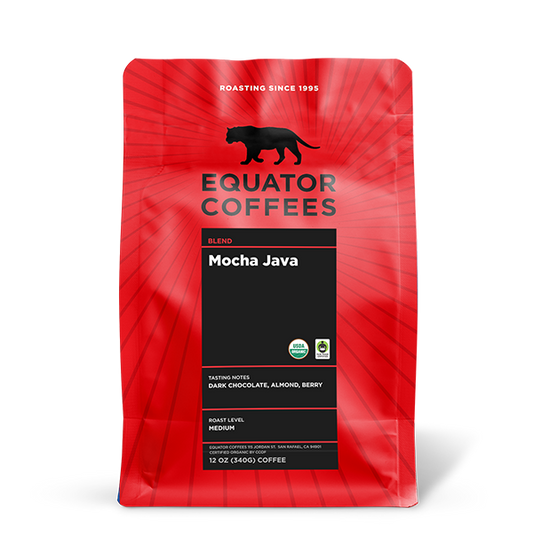 Mocha Java Fair Trade Organic 12 oz - Coffee Beans for Home and Office Brewing