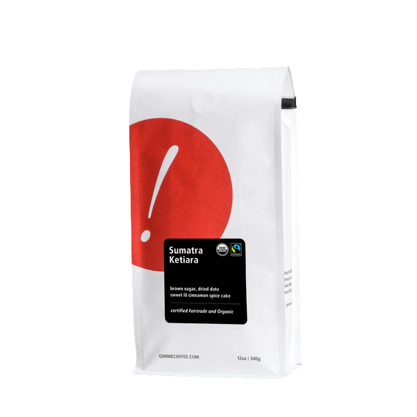Sumatra Ketiara Fairtrade Organic 12 oz - Coffee Beans for Home and Office Brewing